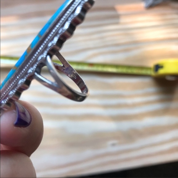 925 Silver & Turquoise Stone Ring - Picture 3 of 8